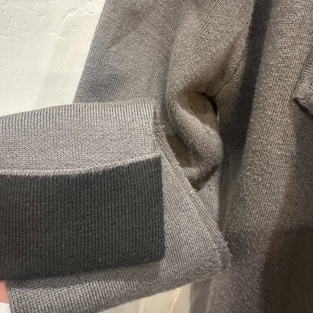 Joan Vass Charcoal Open Front long ‎ Cardigan with black lining